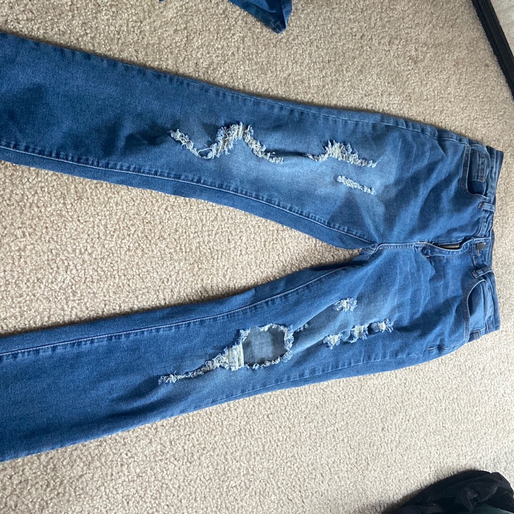 High Rise Ripped Mom Jeans